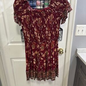 Studio One Red Flutter Sleeve Asymmetrical Sundress